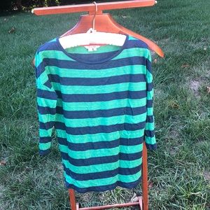 Boden Linen Striped 3/4 Sleeve Top